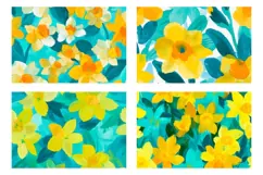 Narcissus Flowers Cosmetic Bag, Floral Cosmetic Bag PNG Product Image 3