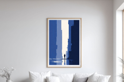 Minimalist Blue Cityscape Wall Art Modern Silhouette Poster Product Image 2