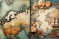 Vintage Floral Maps Seamless Patterns Backgrounds, Product Image 4