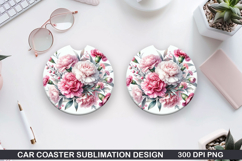 Roses Car Coaster Sublimation| Mother's Day Coaster PNG Product Image 1