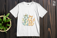 Pastel Unicorn Dragon Pair Clipart Sublimation PNG Product Image 3