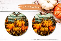 Stained Glass Pumpkins Car Coaster Design, Fall Sublimation Product Image 3