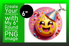 Chic Round Design Coaster Template , 3D Emoji Product Image 1