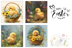 Easter Basket Square Coaster Designs, Floral Coasters Product Image 3