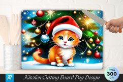 Festive Ginger Kitten with Christmas Cheer Cutting Board PNG Product Image 1