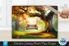 Rustic Wooden Swing with Garland and Ribbon Cutting Board Product Image 1