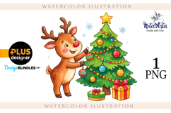 Christmas deer watercolor illustration Product Image 1