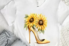 Sunflower High Heel Watercolor PNG Clipart Product Image 3