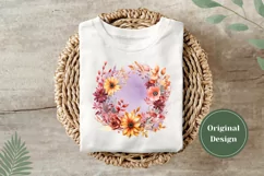Watercolor Wreath PNG, Warercolor Floral Wreath Sublimation Product Image 3