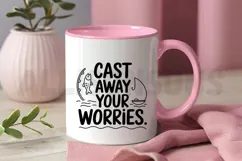 Cast Away Your Worries Fishing Adventure Line Art Product Image 3