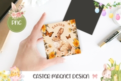 Easter Bunny Magnet, Floral Easter Magnet Sublimation Product Image 1