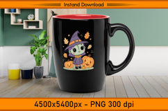 Cute Frankenstein Witch Girl Sublimation Design PNG Product Image 3