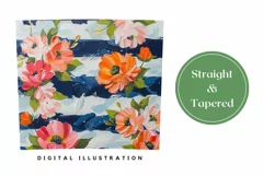 Art Flowers Tumbler Wrap, Watercolor Stripes Tumbler PNG Product Image 3