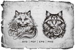 Romantic Rose Cat Line Art Product Image 3