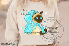 Funny Siamese Cat PNG Just Tasting Coffee Design Sublimation Product Image 8