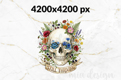 Still Thriving PNG Floral Skull Gothic Botanical Sublimation Product Image 2