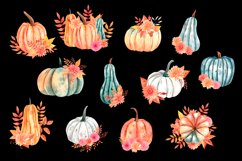 Watercolor Pumpkin Clipart, Fall png pumpkins, Thanksgiving Product Image 5