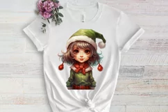 Christmas Elf Watercolor Clipart, Christmas PNG Product Image 3