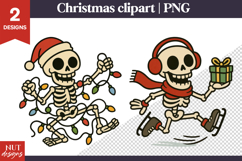 Cute Creepy Christmas clipart, Funny Skeleton clipart Product Image 1