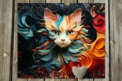 3D papercut cats | 8 Skinny tumbler sublimation designs, JPG Product Image 3