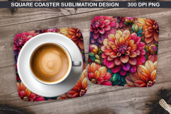 Flowers Coaster Sublimation, Summer Flowers Coaster PNG Product Image 1