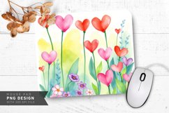 Heart Garden Watercolor Mouse Pad PNG Design Product Image 1