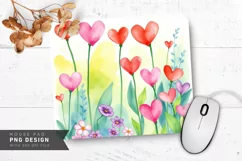 Heart Garden Watercolor Mouse Pad PNG Design Product Image 1