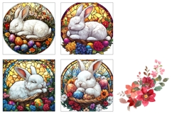 Stained Glass Bunny Coaster Template, Easter Bunny PNG Product Image 3