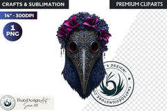 Floral Ravens Fantasy clipart, Gothic Botanical Bird Graphic Product Image 1