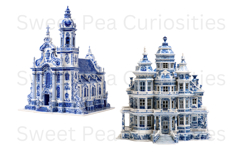 Blue Toile, Ephemera, PNG, Clipart, Junk Journal, flowers Product Image 3