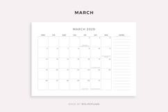 2029 Monthly Calendar with Holidays &amp; Notes, Printable Product Image 3