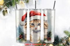 Christmas Santa Cat Tumbler Sublimation Designs Product Image 3