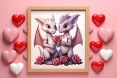 Watercolor Valentine's Day Dragon Clipart, Dragon Watercolor Product Image 3