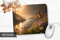 Enchanted Valley with Butterfly and River Mouse Pad PNG Product Image 1