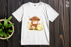 Highland Cow With Chick Clipart Sublimation PNG Product Image 3