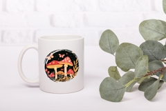 Mushrooms Illustration, Cartoon Butterfly Illustration Product Image 3