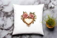 Vintage Floral Heart Frame Clipart Sublimation PNG Product Image 3