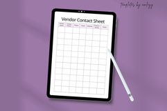 Vendor Contact Sheet Business Organizer Template Minimalist Product Image 3