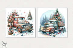 Christmas truck digital paper, background clipart Product Image 3