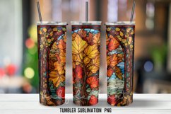 Autumn Stained Glass Tumbler Wrap Sublimation PNG Product Image 3