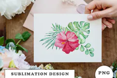 Watercolor Tropical Flowers Bouquet png Product Image 3