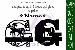 Unicorn Capital Monogram Letter name sign G SVG Product Image 3