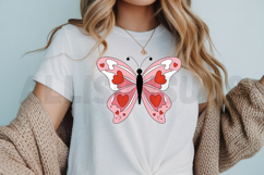 Pink Butterfly With Red Hearts Vector Illustration Design Product Image 3