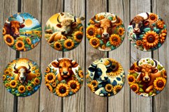 Cow &amp; sunflowers | 8 Sublimation car coaster &amp; key chain Product Image 3