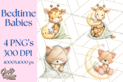Baby Bedtime Animal Clipart PNG for Nursery Product Image 1