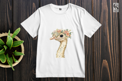 Watercolor Floral Ostrich Clipart Sublimation PNG Product Image 3