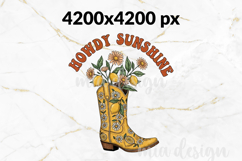 Howdy Sunshine PNG Cowboy Boot Western Sublimation Product Image 2