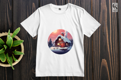 Winter Snow Cabin House Sublimation SVG PNG Product Image 2