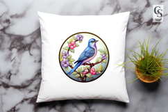 Blue Bird Floral Clipart Sublimation PNG Product Image 2