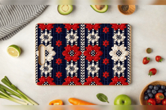 Patriotic Knitted Floral Plaid Cutting Boards sublimation De Product Image 3